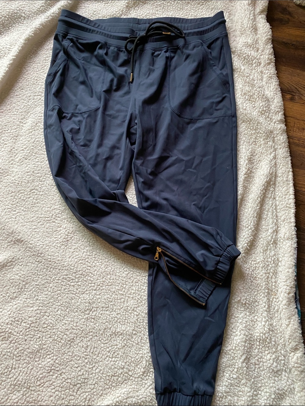 ZYIA Navy Drawstring Jogger Sweatpants with Zip Ankles